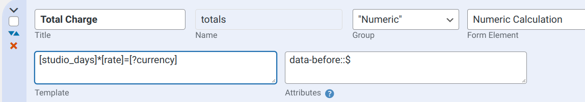 screenshot of a field configuration showing a "data-before" attribute